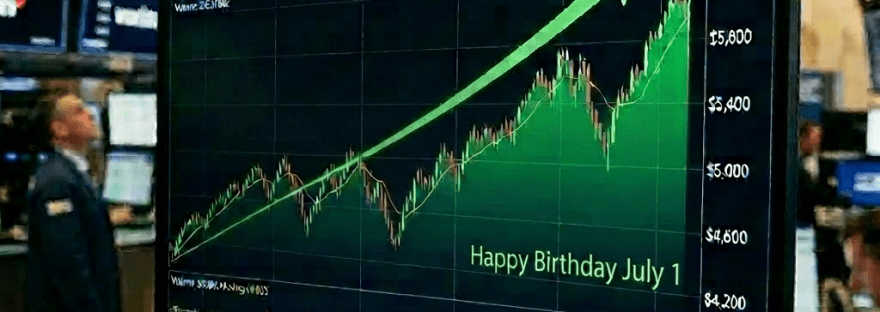 Stock market chart displaying S&P 500 daily gains with upward trend and data values on NYSE trading floor